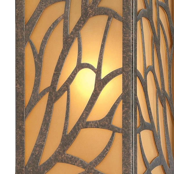 Fixture Wall Outdoor 60W Glassenwillow, Victorian Brnz Amber Frosted Glass